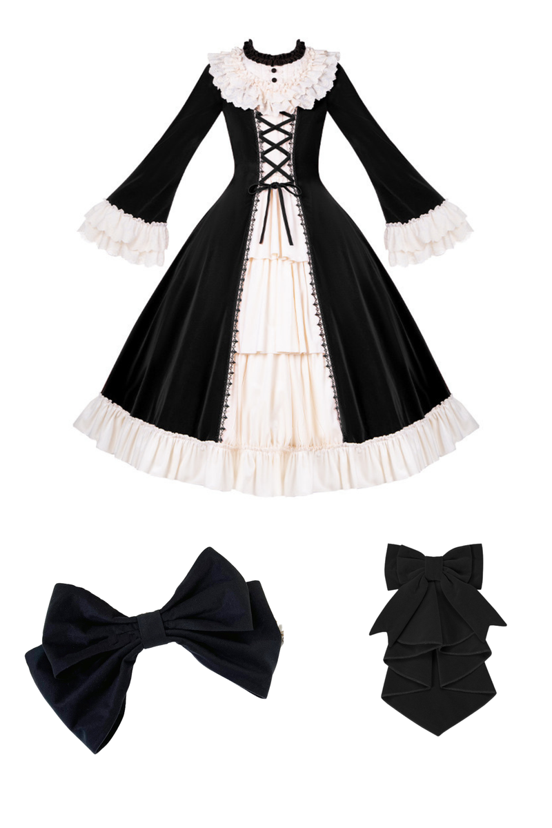 Classical Dress + Collar + Ribbon + Hat