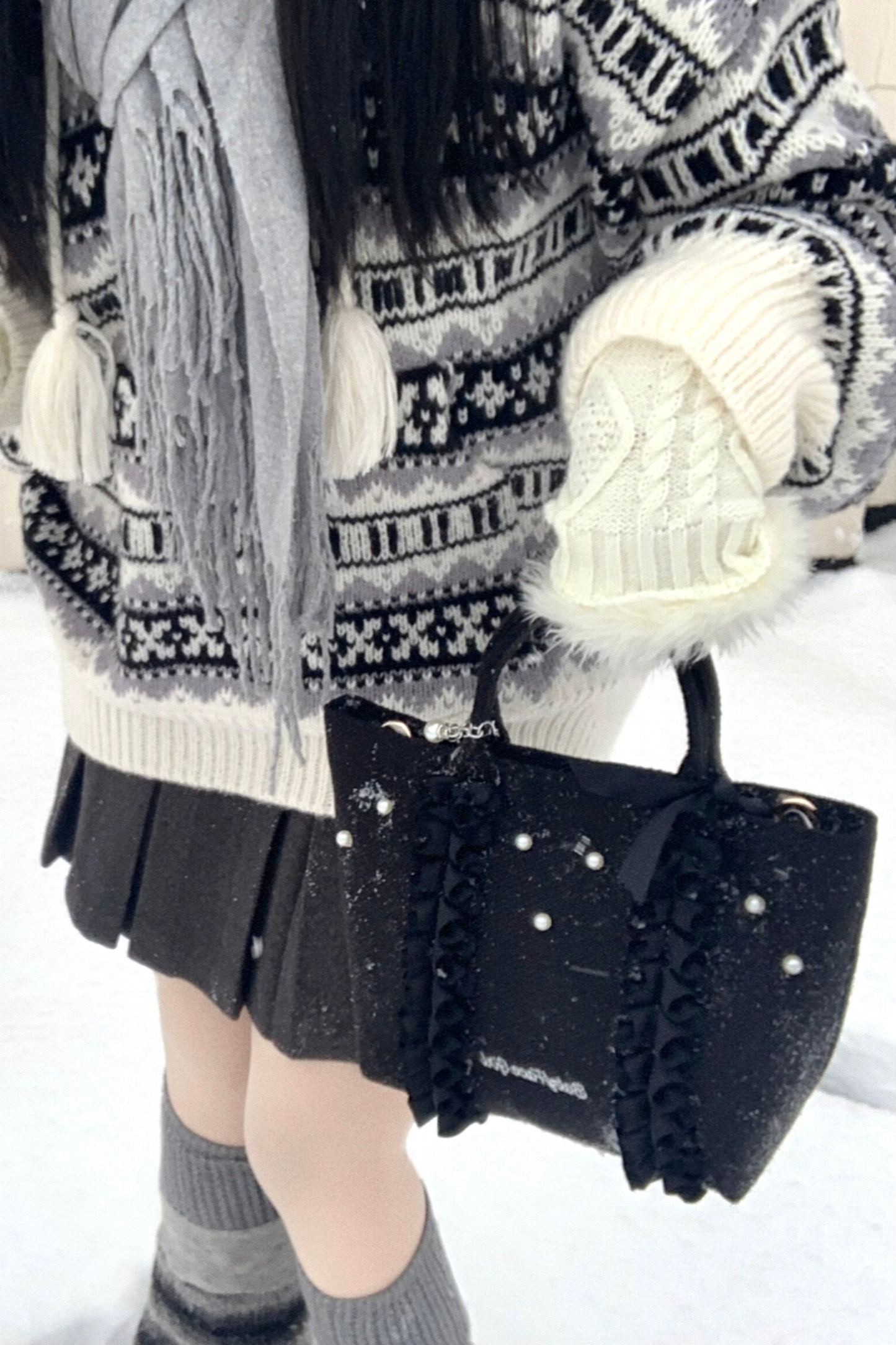 Sweetheart Pearl Ruffle Bag
