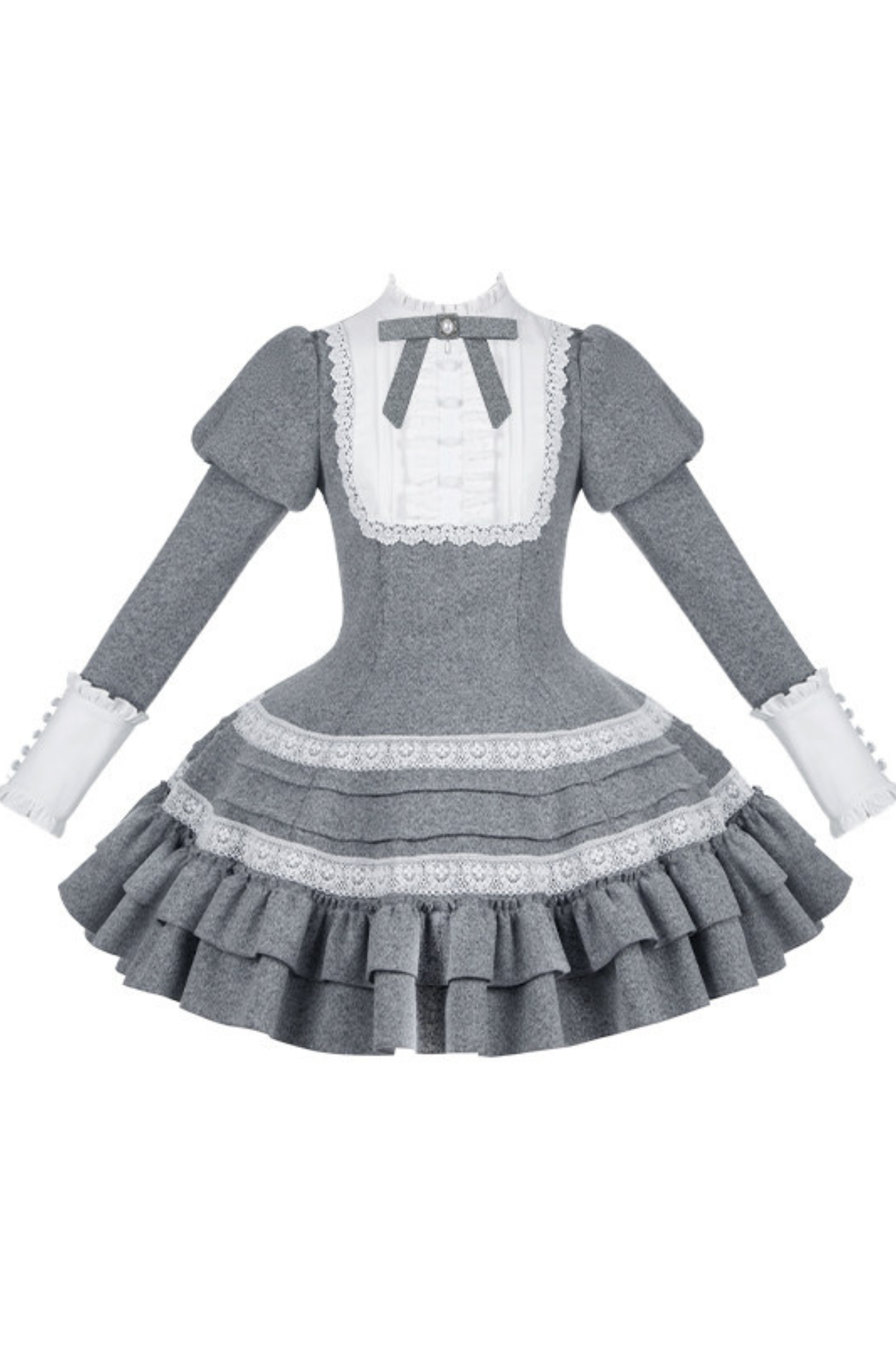 Ruffled Cape Coat + Dress + Hair Accessories + Brooch