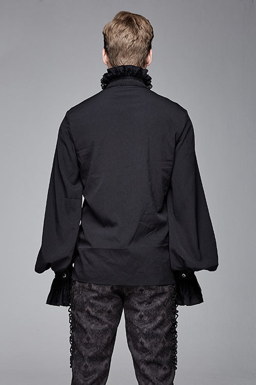 Black Chiffon Embroidered Long Sleeves Gothic Blouse