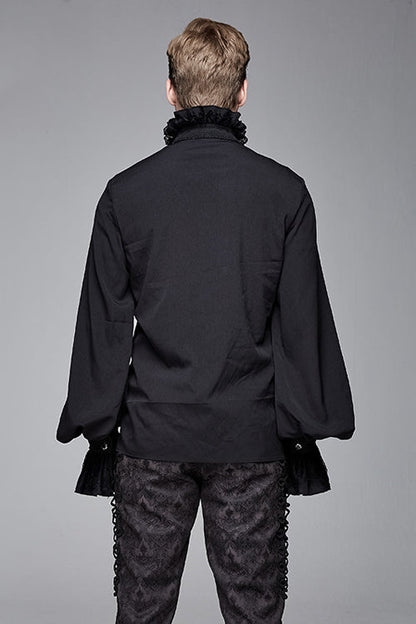 Black Chiffon Embroidered Long Sleeves Gothic Blouse