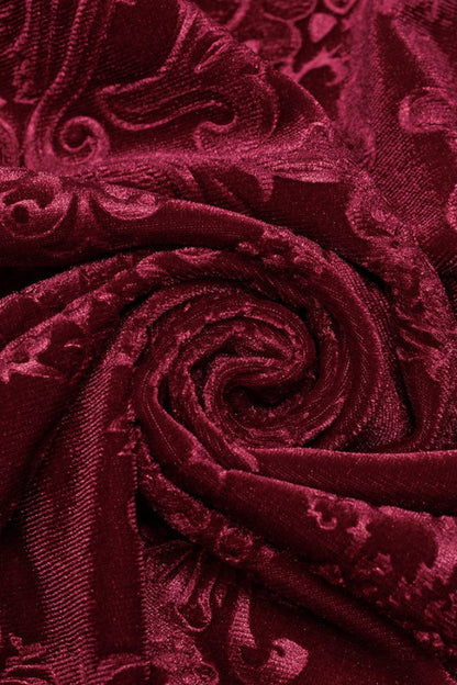 Long Sleeves Embossed Velvet Print Gothic Blouse 2 Colors