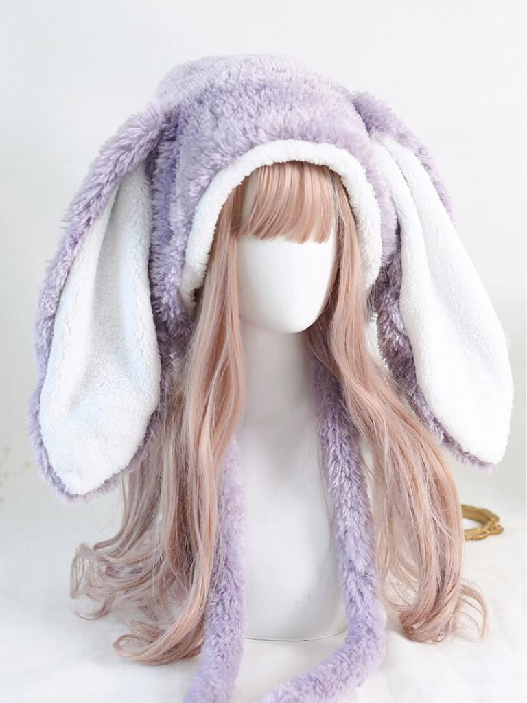 Lolita Long Bunny Fur Snow Hat