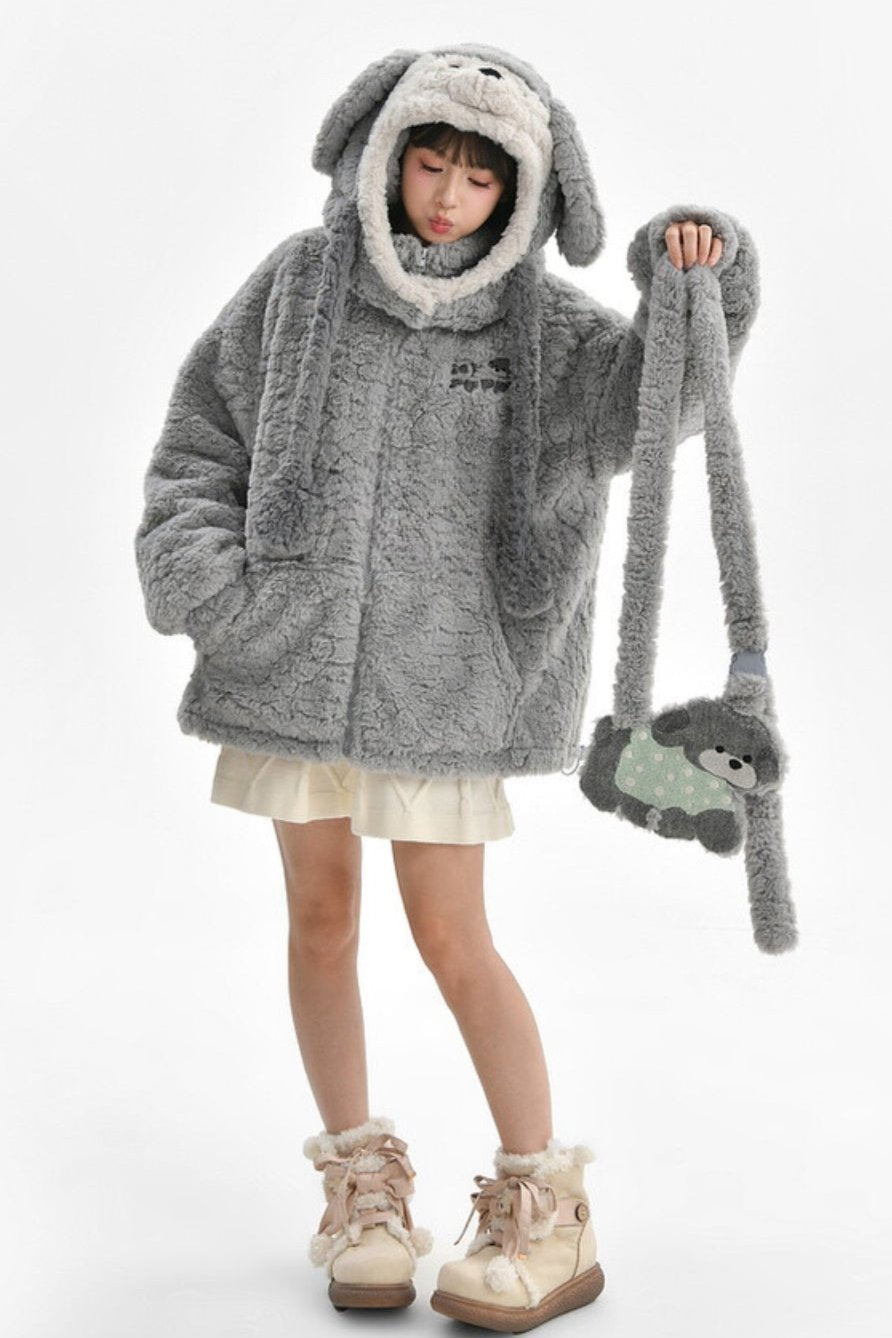 Puppy Design Sweatshirt + Gray Bag