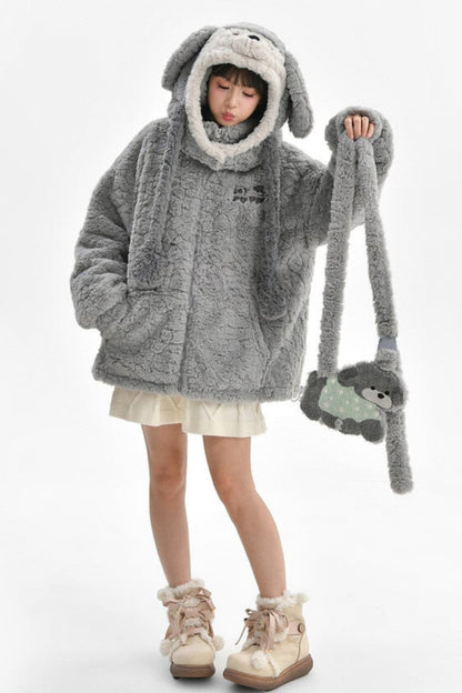 Puppy Design Sweatshirt + Gray Bag