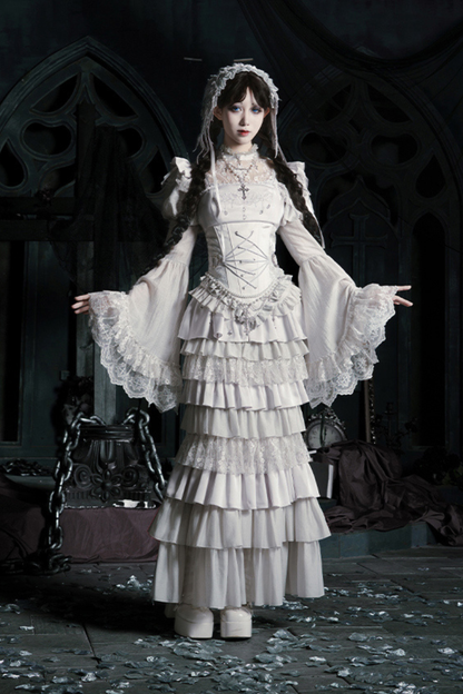 Gothic Lolita Skirt + Corset + Veil + Necklace + Waist Chain