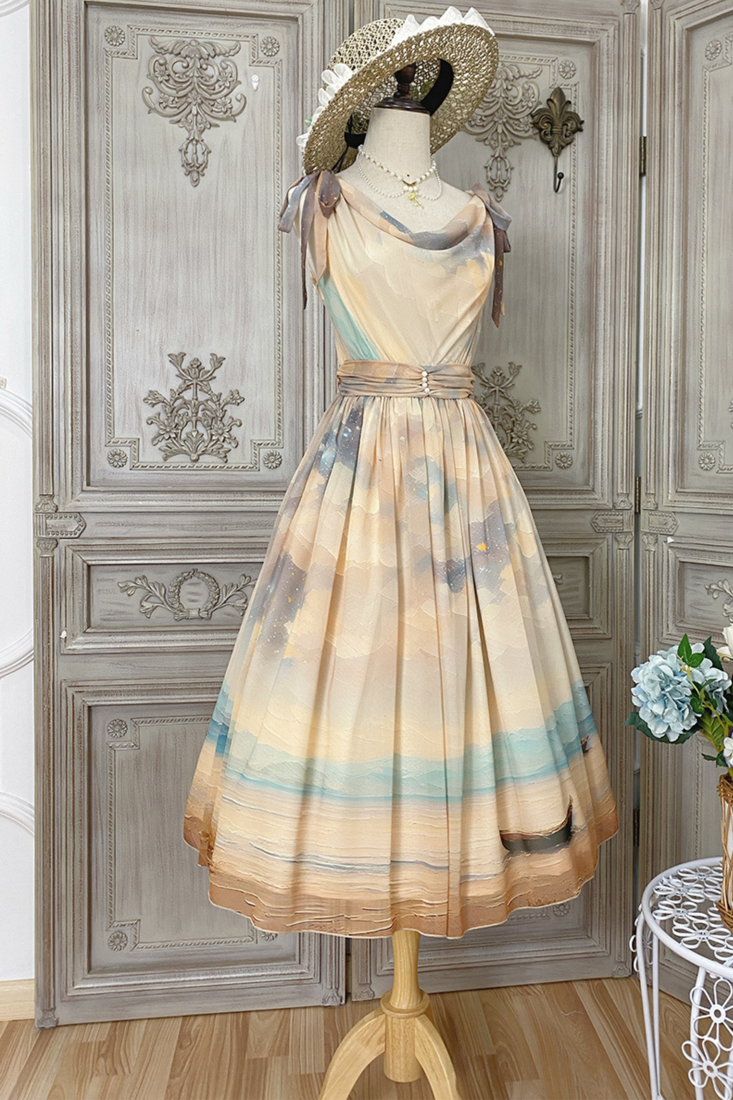 Marble Resort Chiffon Print Dress