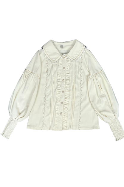 Retro Lolita Shirt + Lace-up High-waist Lolita Skirt