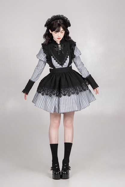 [pre-order] Stripe Lolita Dress + Apron + Necklace + Ribbon