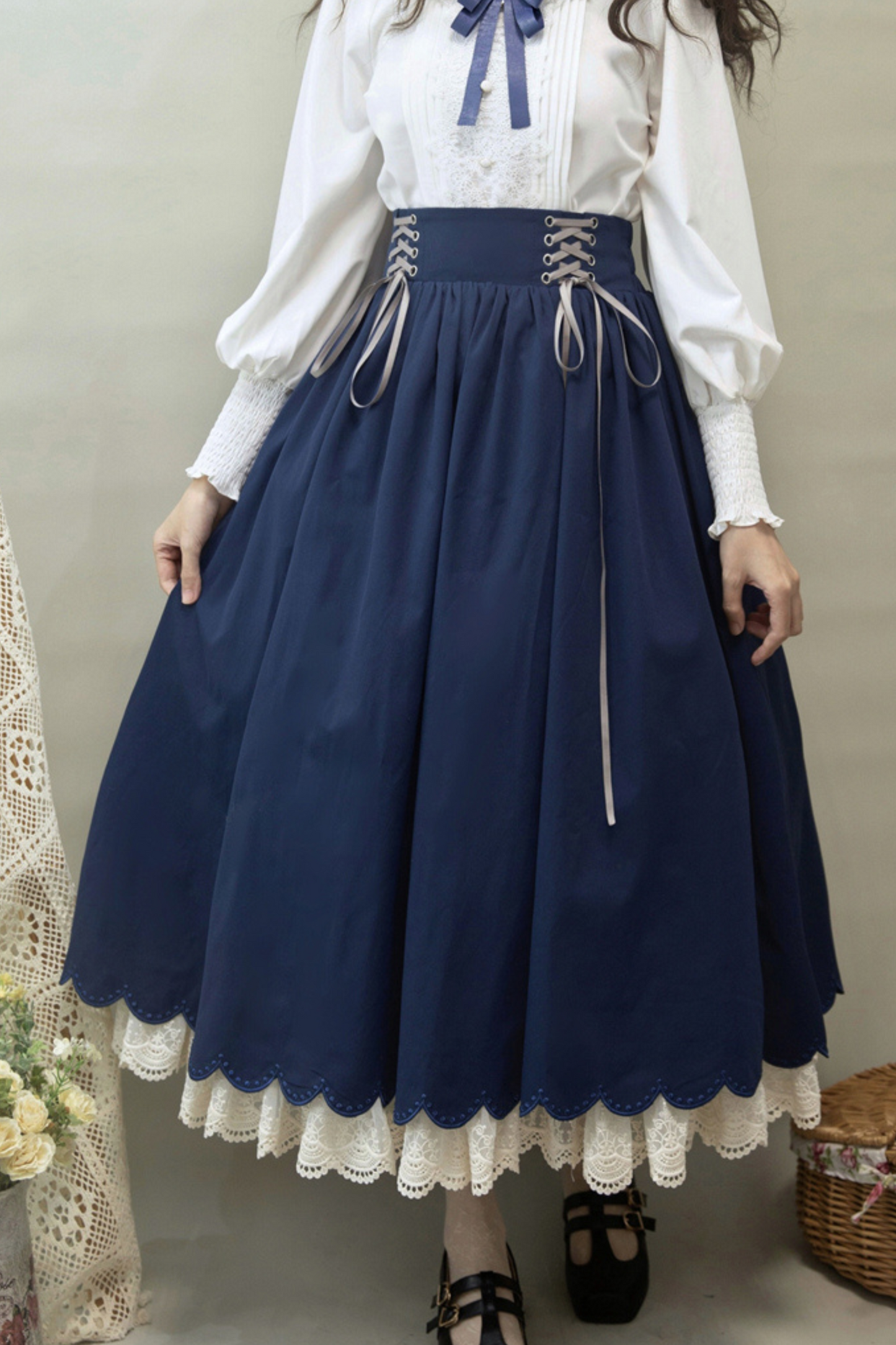 [pre-order] Retro Sweet College Shirt + High Waist Flare Skirt