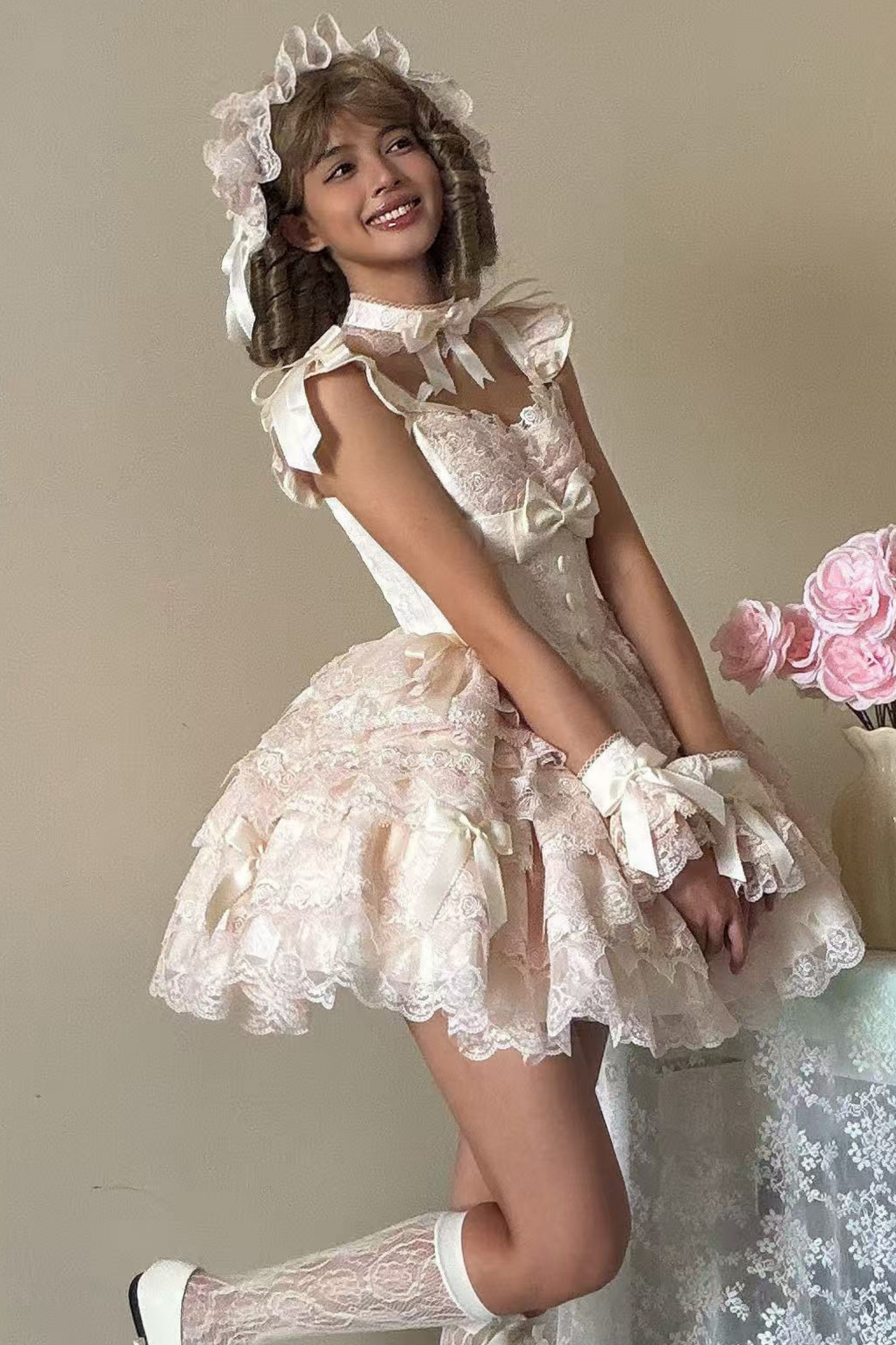 [pre-order] Princess Ballet Tiered Lolita Dress + Headband + Necklace + Sleeves + Tail