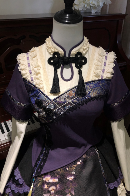 Chinese-style Girl Lolita Tops+skirt+headband+clip
