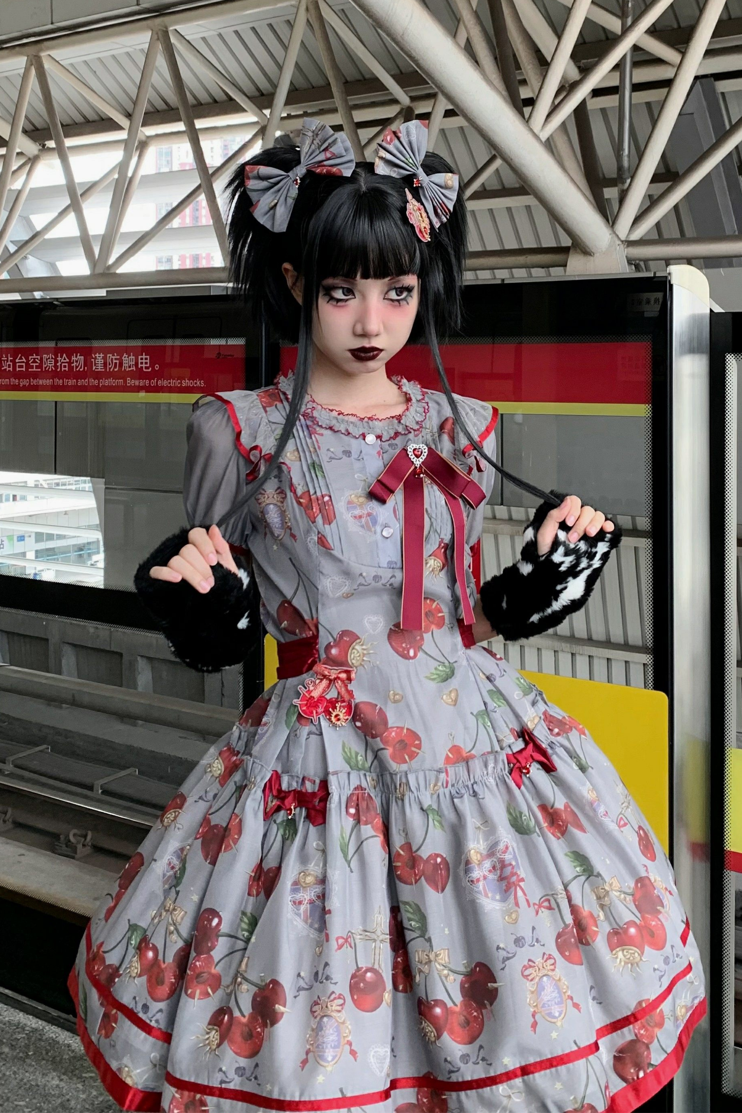 Retro Antique Cherry Sweet Lolita Dress + Jumper Skirt