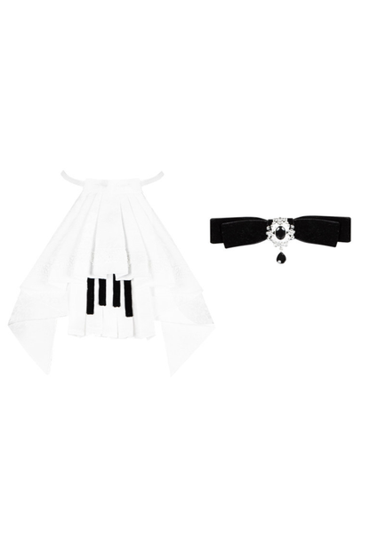 Sweet Lolita Flare Jumper Skirt + Tops + Hat + Ribbon + Collar