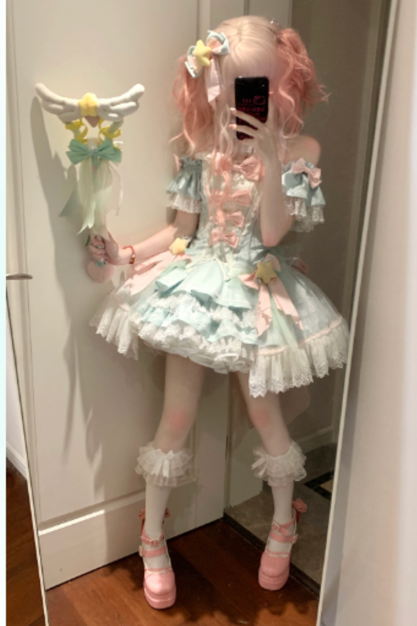 Magic Fairy Sparkling Water Lolita Top + Skirt + Hair Clip + Tail + Magic Stitching