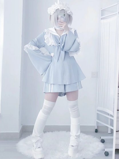 [angel Style] Aqua Medical Dress + Shorts Set