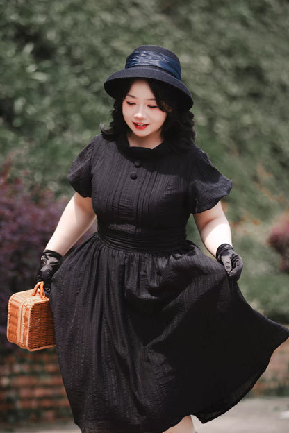Black [forest Gallery] High Collar Short Lantern Sleeves Pastoral Style Classic Lolita Dress