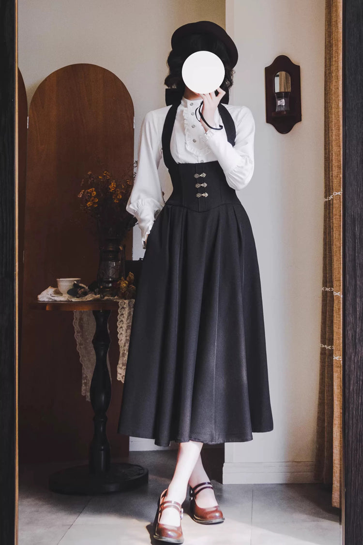 Classic Halterneck Sleeveless Ruffled Fishbone Lolita Dress 3 Colors