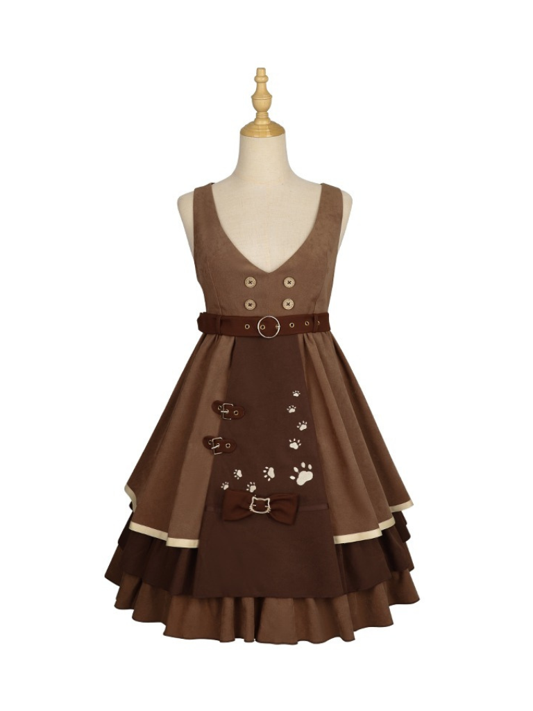 Cat Detective Skirt + Ruffle Blouse + Belt + Ear Hat + Shawl