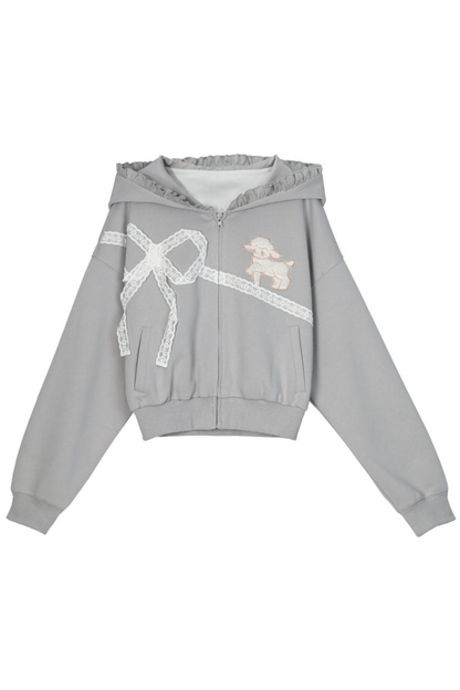 Grey Ballet Sport Hooded Jacket Set