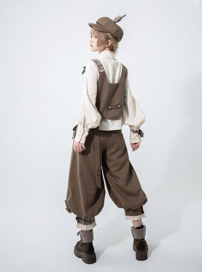 Sweet Cool Vest + Brown Shirt + Balloon Pants