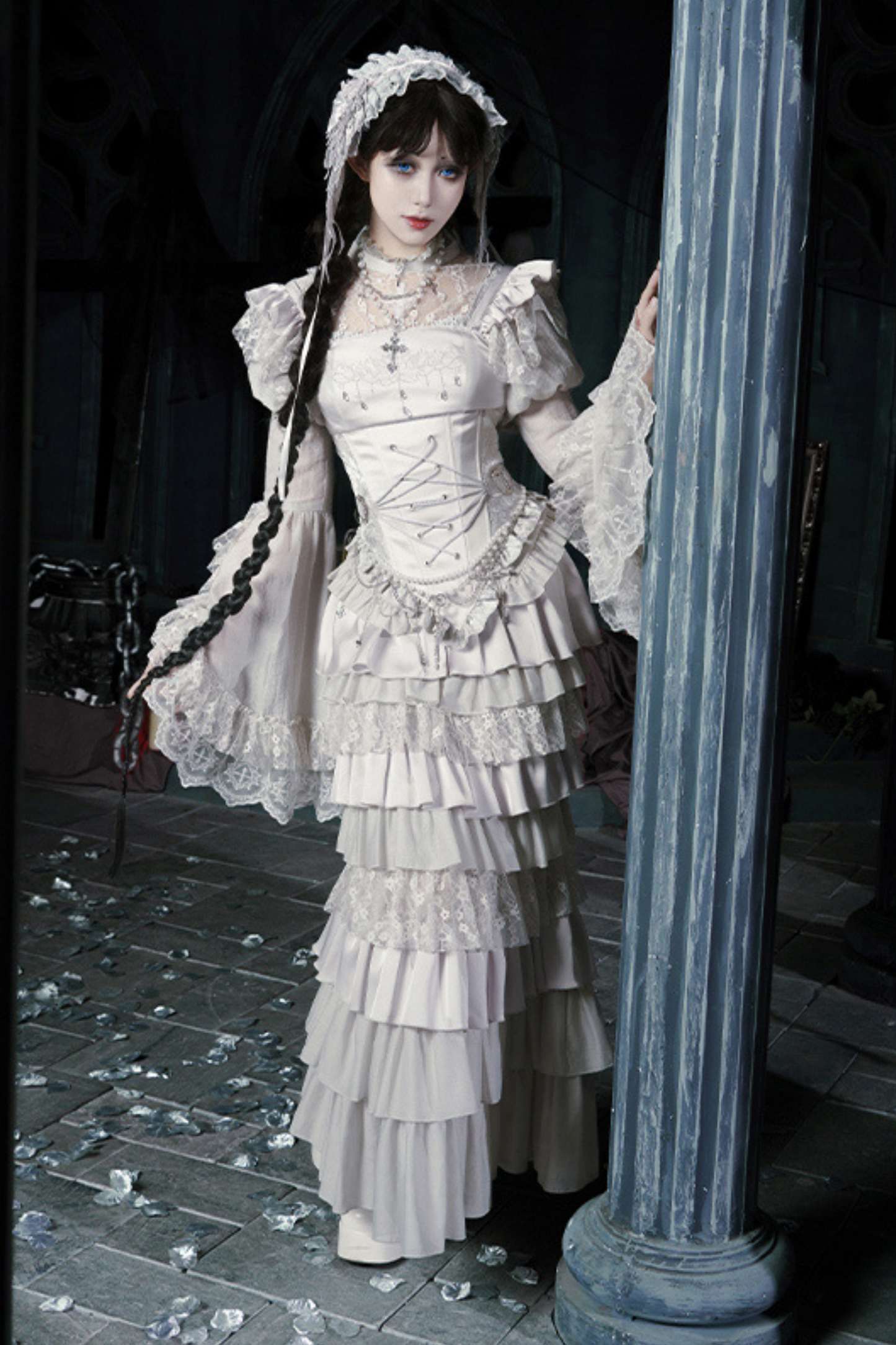 Gothic Lolita Skirt + Corset + Veil + Necklace + Waist Chain