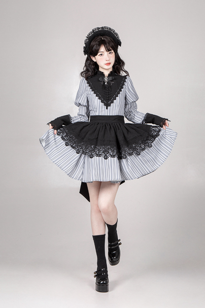 [pre-order] Stripe Lolita Dress + Apron + Necklace + Ribbon