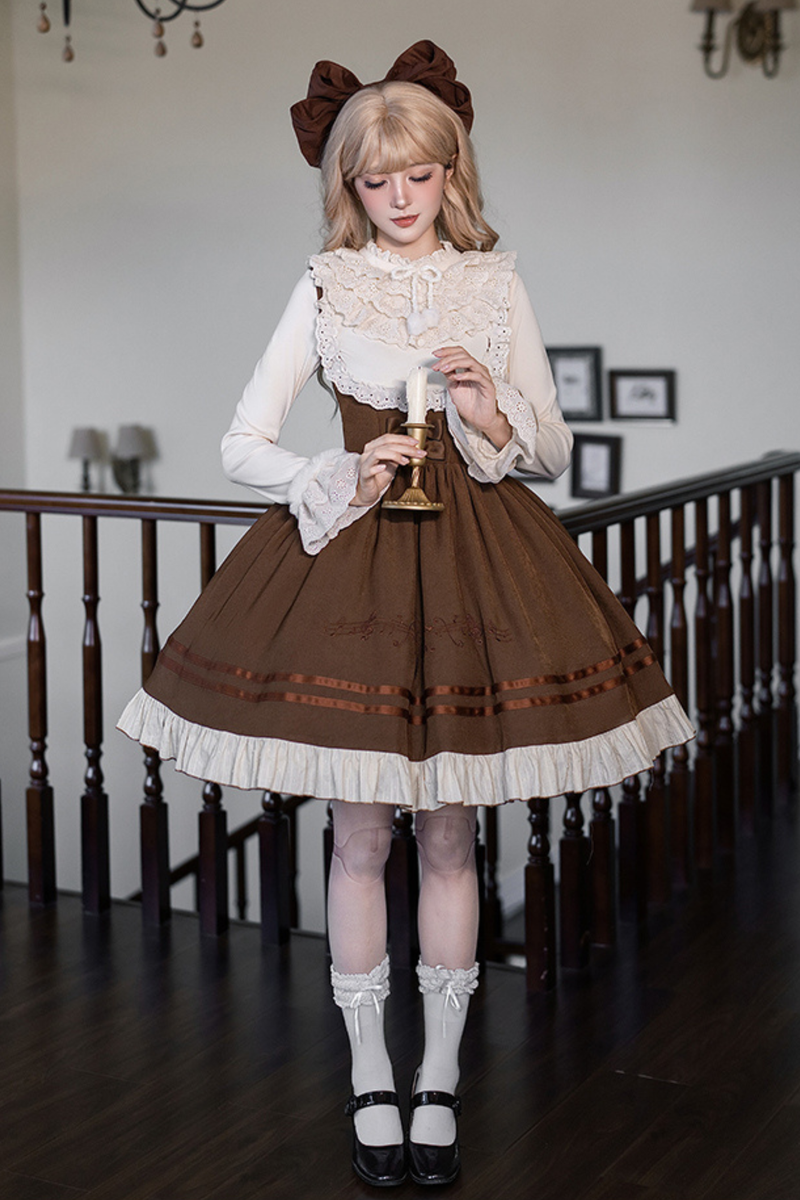 Twin Ruffle Doll Jumperskirt + Top + Ribbon + Hat