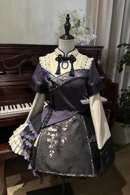 Chinese-style Girl Lolita Tops+skirt+headband+clip