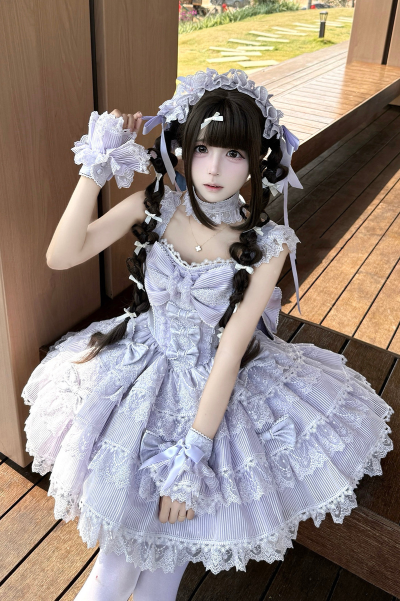 [pre-order] Princess Ballet Tiered Lolita Dress + Headband + Necklace + Sleeves + Tail