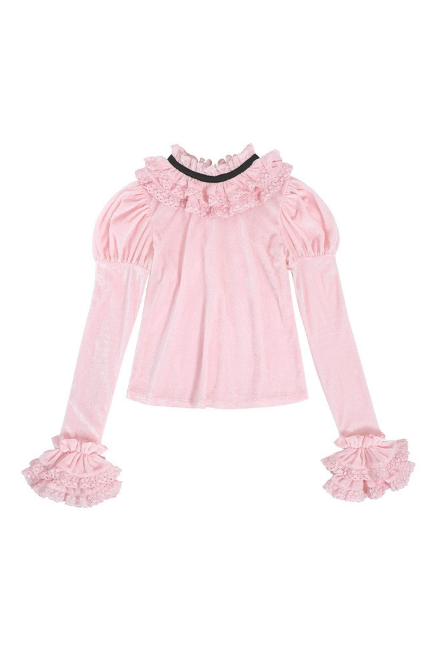 Sweetheart Lolita Suspender Skirt + Ruffle Neck Blouse + Petticoat