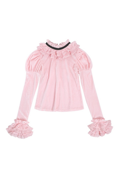 Sweetheart Lolita Suspender Skirt + Ruffle Neck Blouse + Petticoat