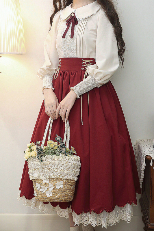 [pre-order] Retro Sweet College Shirt + High Waist Flare Skirt