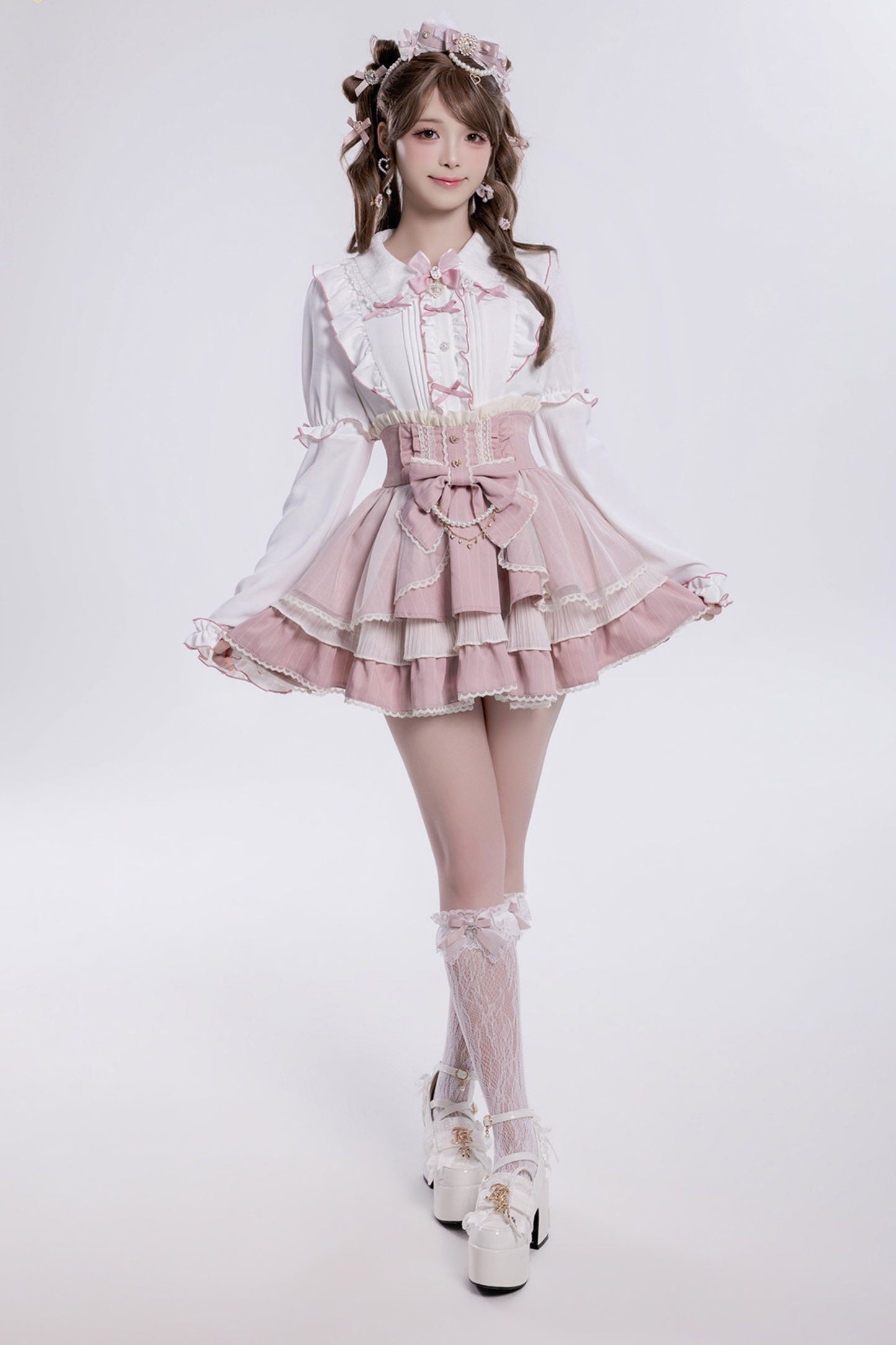 Sweet Ruffled Puff Long Sleeve Blouse