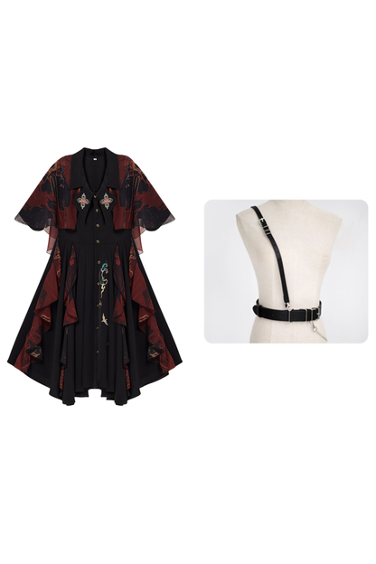 Chinese-style Embroidery Dress + Belt + Girdle
