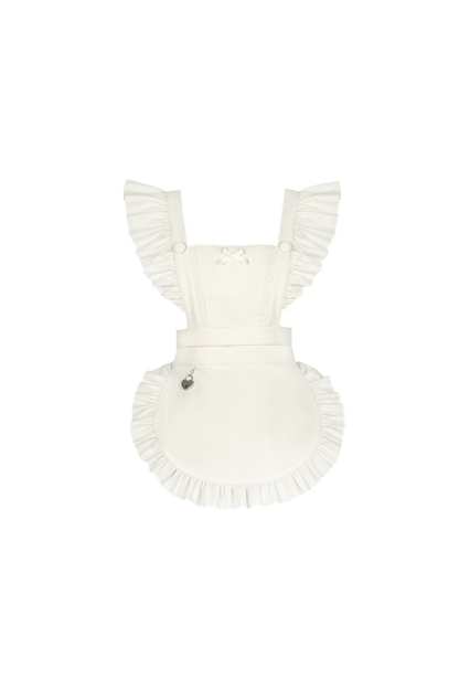 Twin Ruffle Maid Lolita Dress + Apron + Choker + Headband + Bow + Leg Warmers