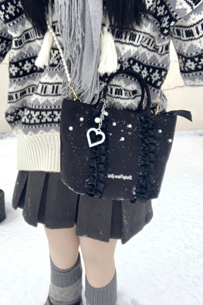 Sweetheart Pearl Ruffle Bag