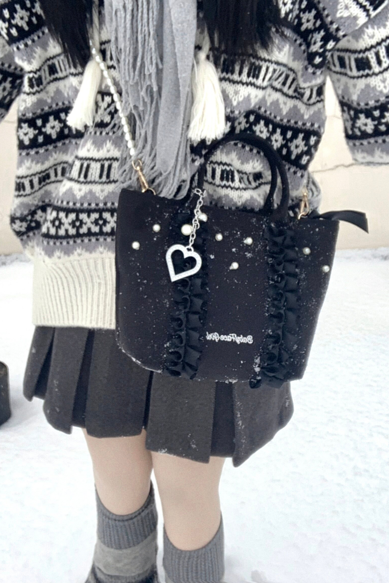 Sweetheart Pearl Ruffle Bag