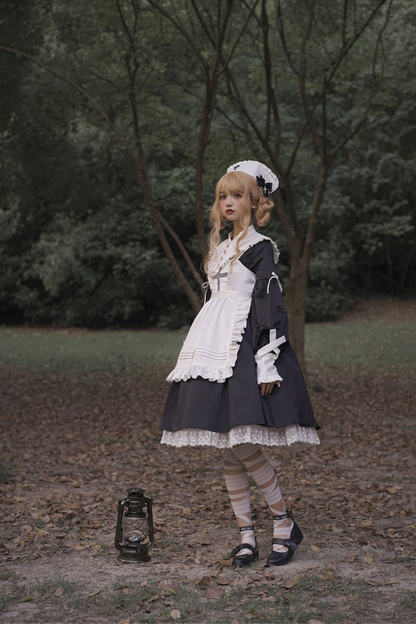 Lantern Angel Maid Lolita Dress + Apron + Detachable Collar