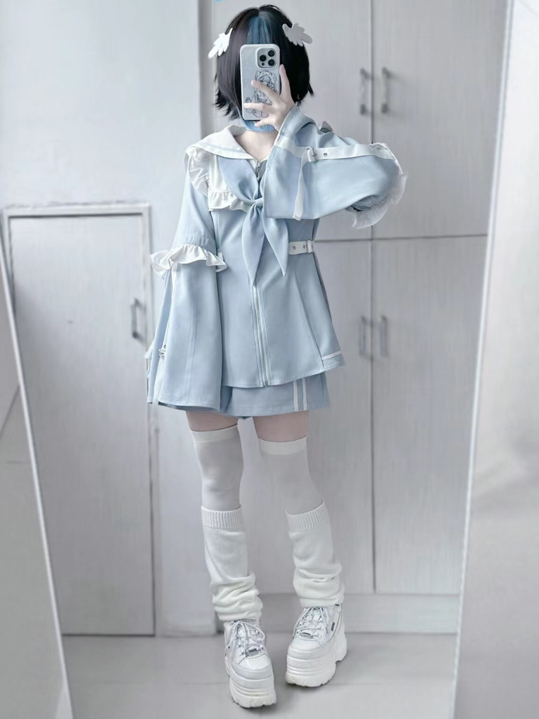 [angel Style] Aqua Medical Dress + Shorts Set