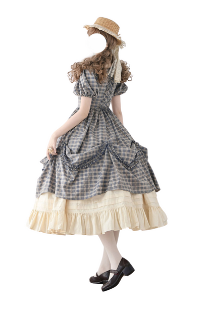Forest Ward Retro Plaid Lolita Dress + Petticoat