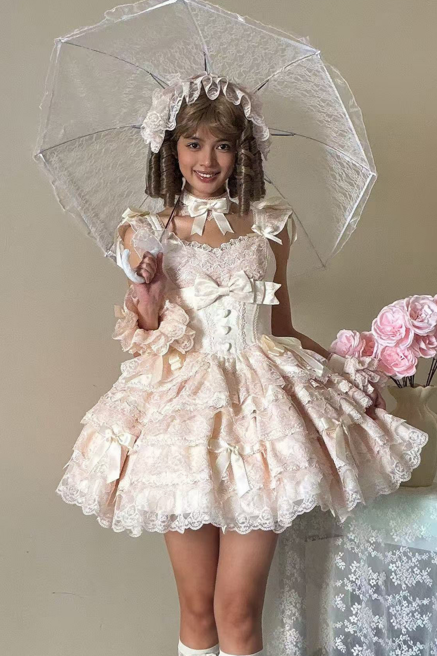 [pre-order] Princess Ballet Tiered Lolita Dress + Headband + Necklace + Sleeves + Tail