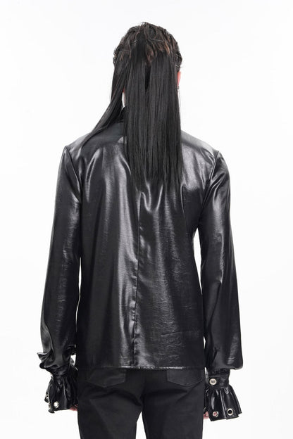 Black Long Sleeves Eyelets Buckle Gothic Blouse