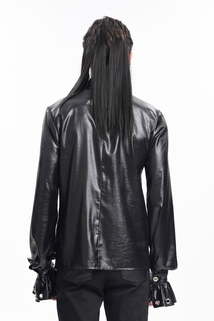 Black Long Sleeves Eyelets Buckle Gothic Blouse