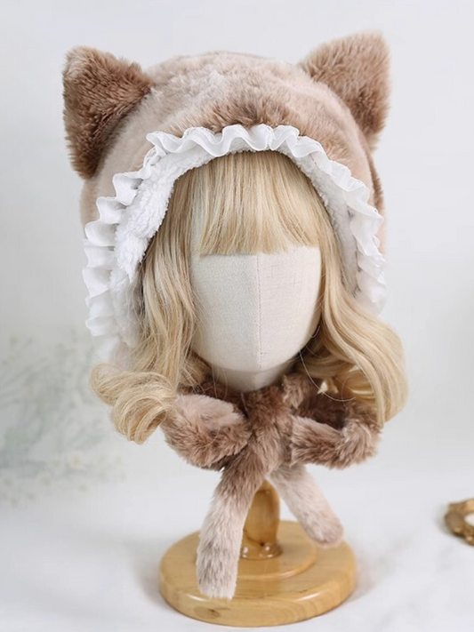 Fur Lace Ribbon Hat