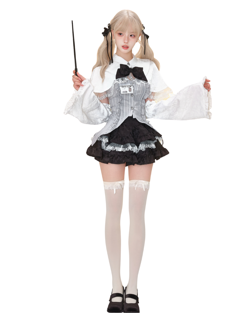 Magic Leader Short Cape + Sleeveless Top + Tiered Skirt