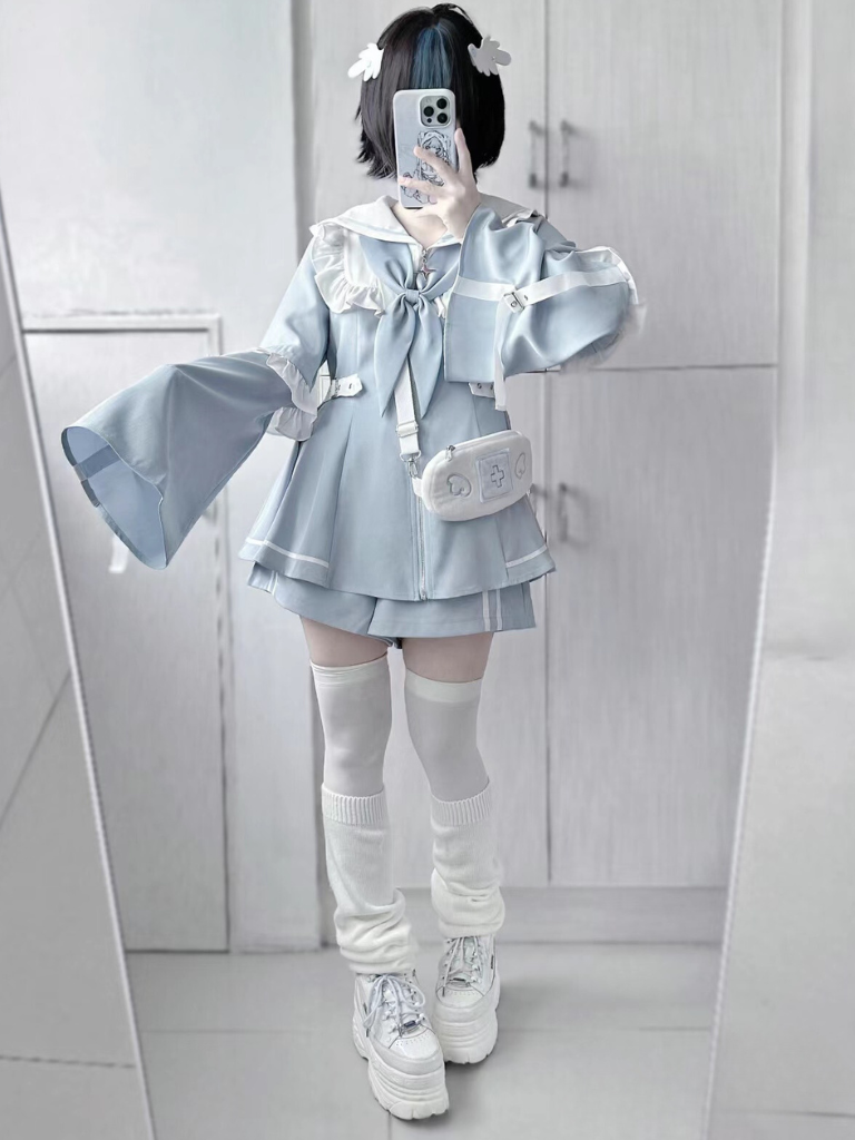 [angel Style] Aqua Medical Dress + Shorts Set