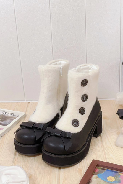 [pre-order] Retro Button Fur Socks Cover Fake Design Boots