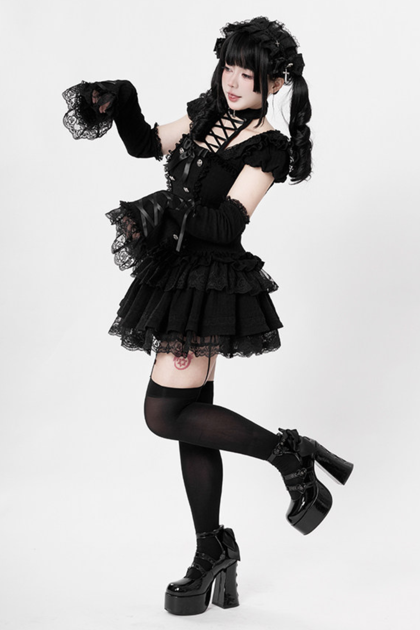 Gothic Doll Dress + Pants + Hairband