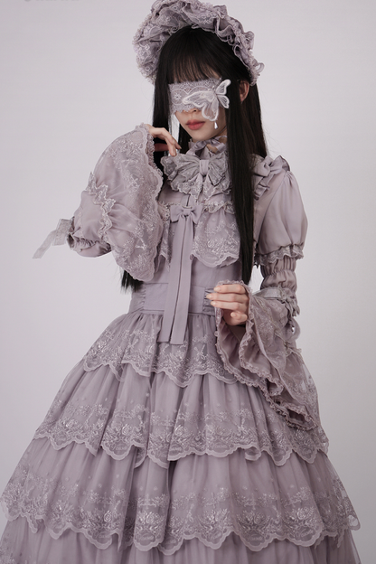 Flower Banquet Princess Sleeve Shirt + Ruffle Lolita Dress